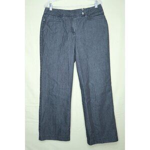 Larry Levine Straight Leg Jeans Black Crop Zip Fly Flap Womens Size 12 EUC